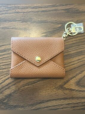 NWOT Dress Up Your Purse Mini Leather Envelope Bag Charm in Camel Brown